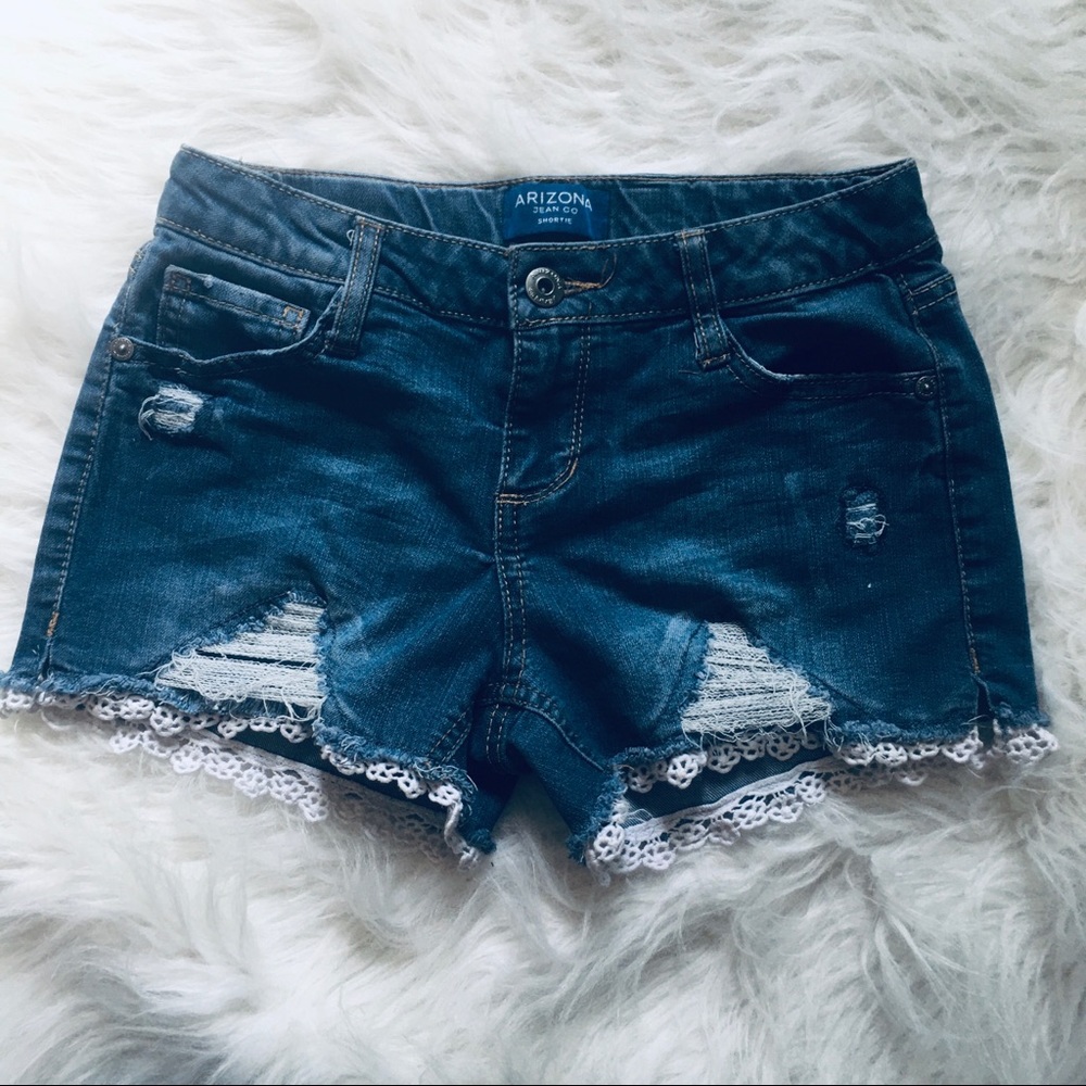 Arizona Girls Sz 12 Jean Shorts Lace Hem